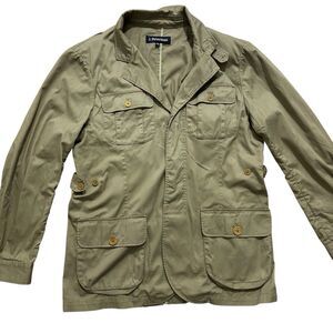 J Peterman Jacket Mens Sz 40 Safari Field Utility Pockets Button Up Khaki Tan